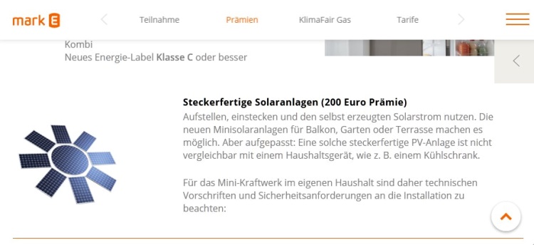 mark-e: steckerfertige solaranlage als prämie